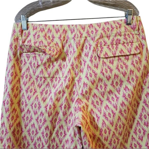 Lilly & Van Womens Capri Pants Size L Yellow Pink Diamond High Rise Tapered - Picture 8 of 9